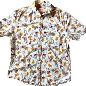 Goodfellow Mens Large Slim Fit Drink Print Short Sleeve Button Down Shirt